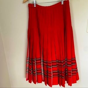 Vintage Pleated Red Skirt